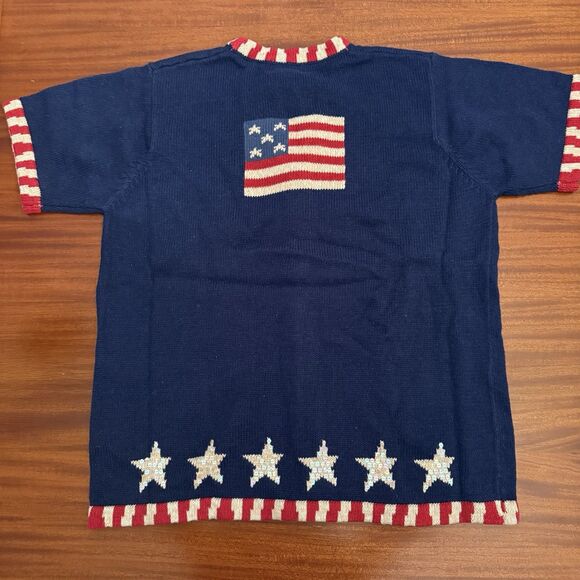 Quacker Factory Women Medium Sweater Patriotic NWT USA Flag Stars Button Covers - Picture 7 of 7